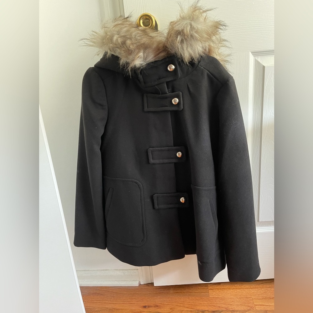 Zara Womens faux fur hood Coat